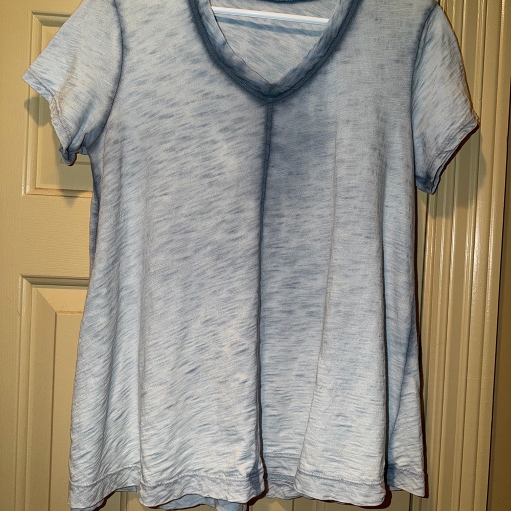 WILT Pale Blue Ribbed V-Neck Tee - Picture 4 of 7